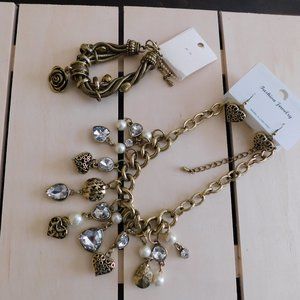 Bronze Necklace, Pierced Earrings and Bracelet - Mia & Fashion Jewelry